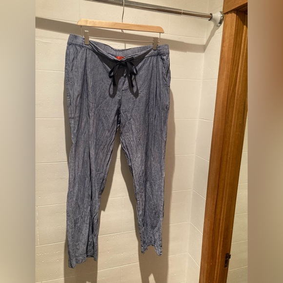 Vibrant pigeon blue linen drawstring pants - flowy - Size L - Picture 4 of 5